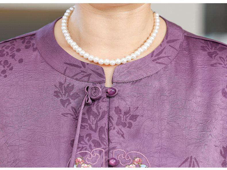 Grandma's Summer Two-Piece Short-Sleeved Cardigan Suit for Elderly Women