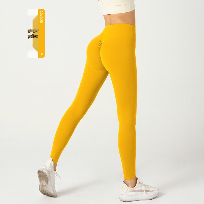 

High Waist Pleated Chrysanthemum Yoga Pants - Women s European & American Hip-Lifting Fitness Leggings L