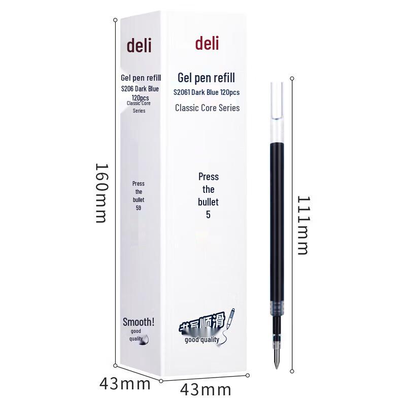Deli 0.5mm Dark Blue Gel Pen Refills (20-Pack)