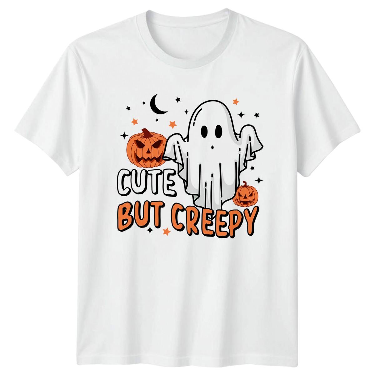 Cute But Creepy T-Shirt Ghost Spooky Halloween Gift For Him And Her XXL
