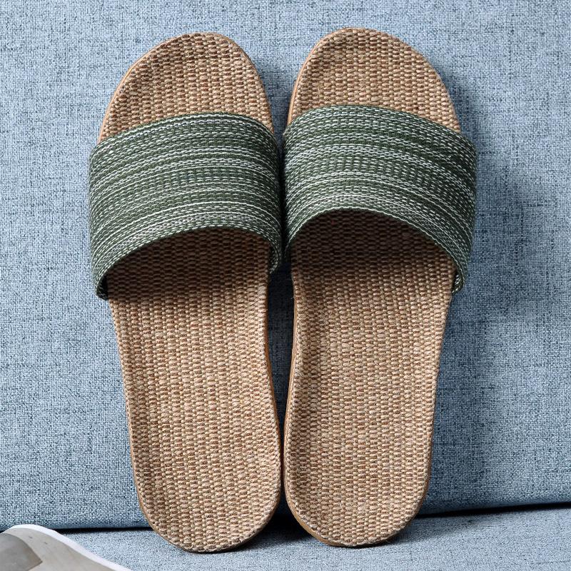 Cotton and Linen Non-Slip Home Slippers for Men and Women – Indoor Summer Slippers with Thick Bottom for Wooden Floors.