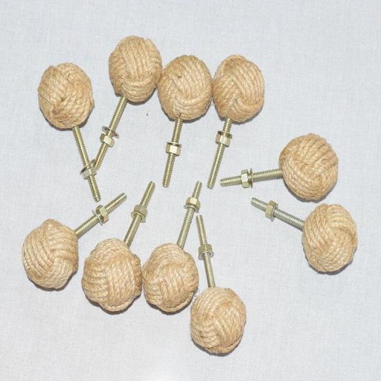 10 Pieces Nautical Jute Rope Door Knobs Beach Seaside