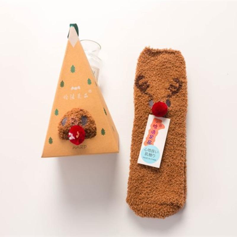 Winter Coral Fleece Cartoon Circle Socks for Ladies - Christmas Homewear Socks with Thick Padding - Christmas Limited Edition