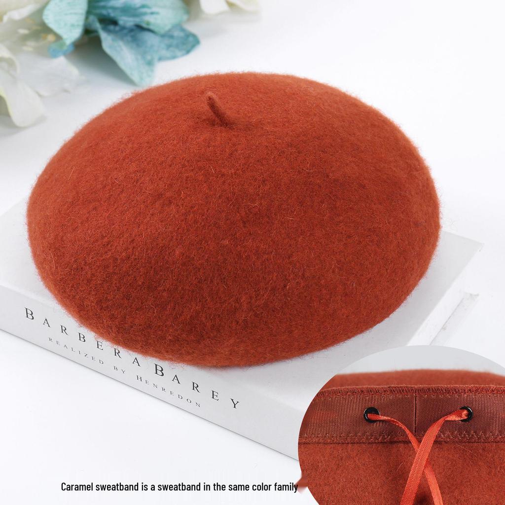 New Women's Wool Felt Beret: Autumn/Winter Warm Painter Pumpkin Hat.