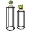Set of 2 Plant Stands for Indoor and Outdoor Use, Hexagonal Metal Flower Pot Holders for Garden, Patio, Balcony