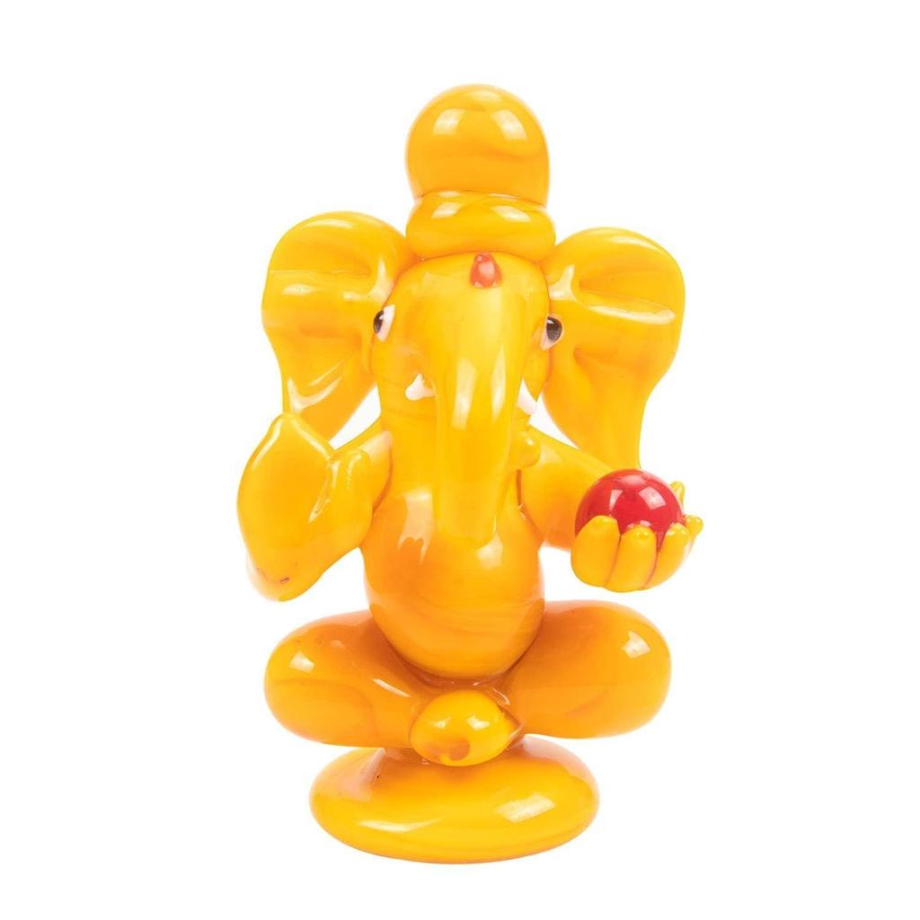 Colored Opaque Ganesha Idol In Yellow Colour for Home, Office (Yellow), Small