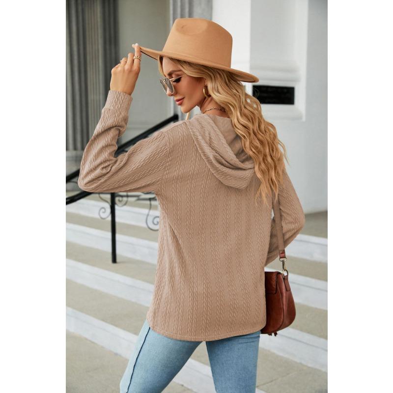 YYFS Women's Fashion Casual Solid Color Print Long Sleeve Hooded Hoodies & Sweatshirts