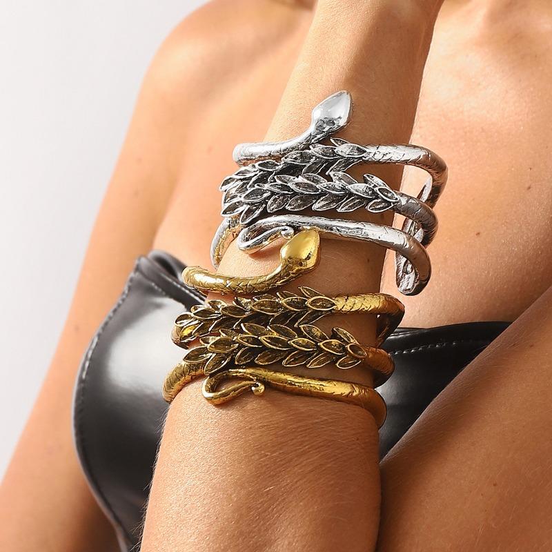 Animal Personality Exaggerated Retro Old Multi-circle Winding Wheat Ears Scales Snake-shaped Fashionable Bracelet Women