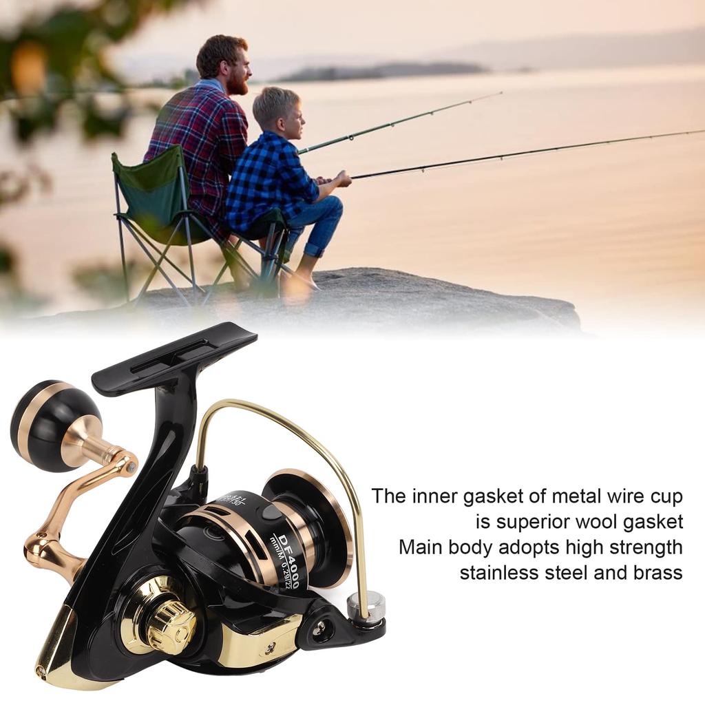 Spinning Fishing Strong Robust and Powerful Metal Rolling for Ice Fishing Reel, 5.21 Ratio, Braking, Wheel, (DF4000)