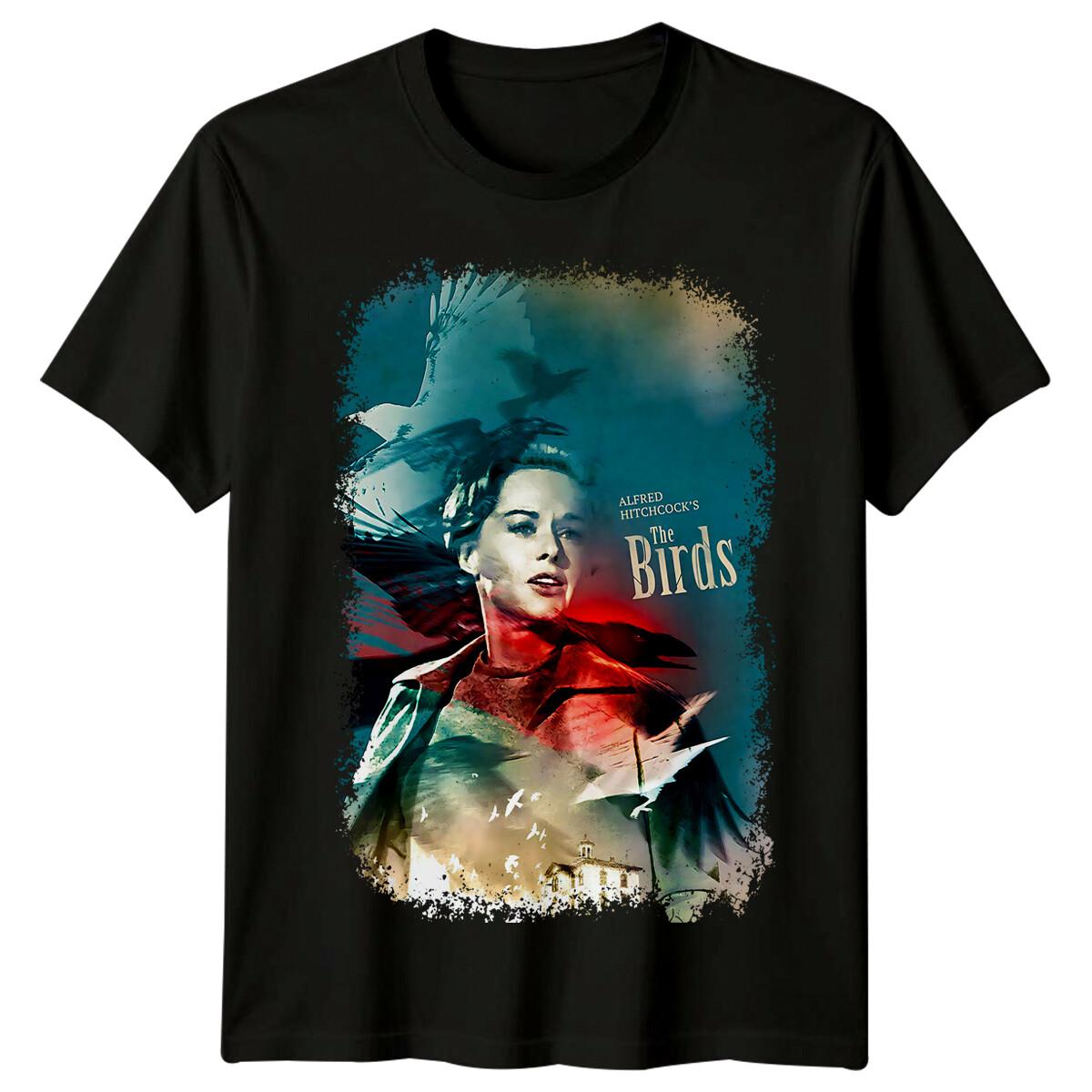 

The Birds (1963) Movie Poster Inspired 100% Cotton T-shirt Mens Tees Top Retro 80s Tee 4XL