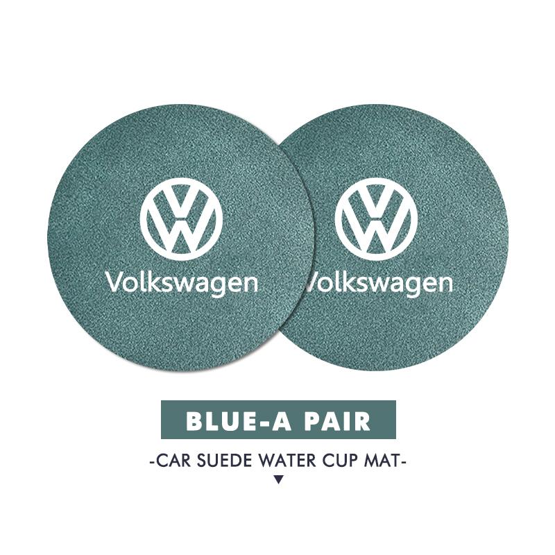 For Volkswagen VW 2pcs Car Cup Holder Coaster Suede Anti Slip Anti Scratch Insert Scirocco Passat Polo B5 B6 B7 CC Tiguan Sharan DG9