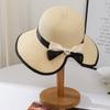 New Bow Straw Hat Women's Summer Sunscreen Sun Hat Casual Versatile Large Brim Straw Woven Sun Hat