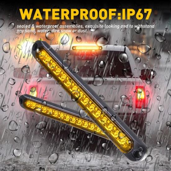 2X LED Flowing Amber Brake Turn Signal Stop Tail Light Bar Strip Truck Trailer V