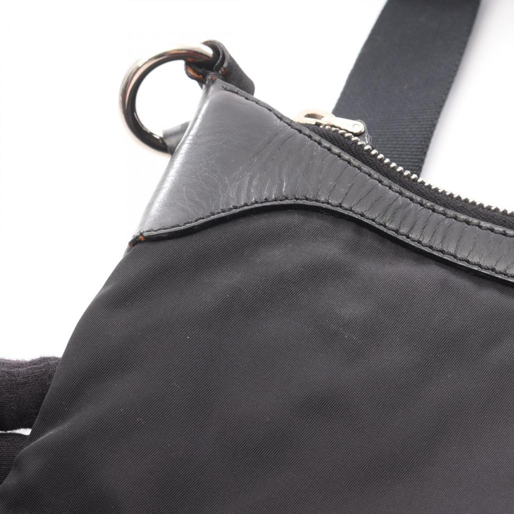 Used PRADA Shoulder Bag Nylon leather Black Used Women