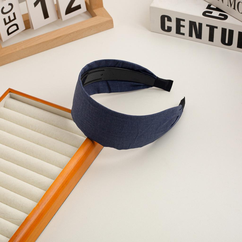 New Checkered Wide Fabric Headband Sweet Academic Vintage Hair Band Non-Slip Toothed Design Korean Retro Hair Accessories