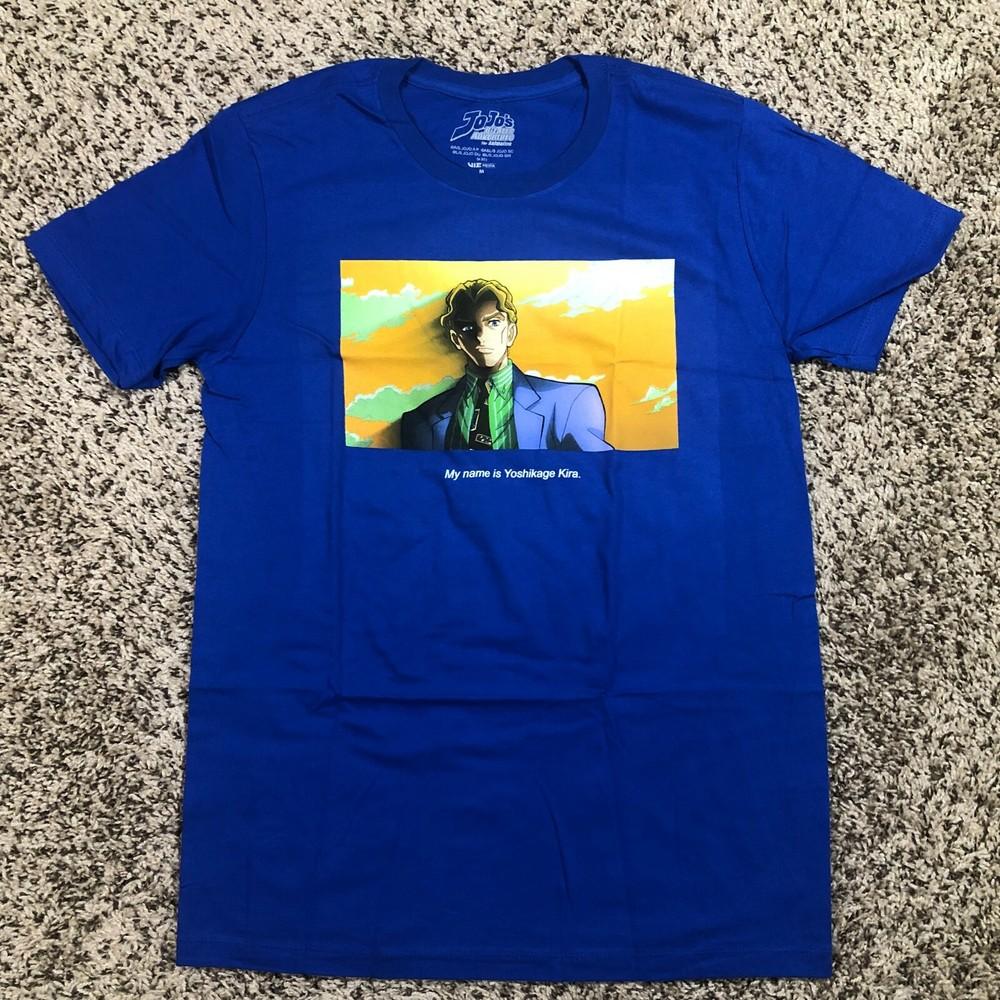 NEW JoJo s Bizarre Adventure Anime Men Sz M Yoshikage Kira Blue Shirt Viz Media Unisex T-Shirt XL
