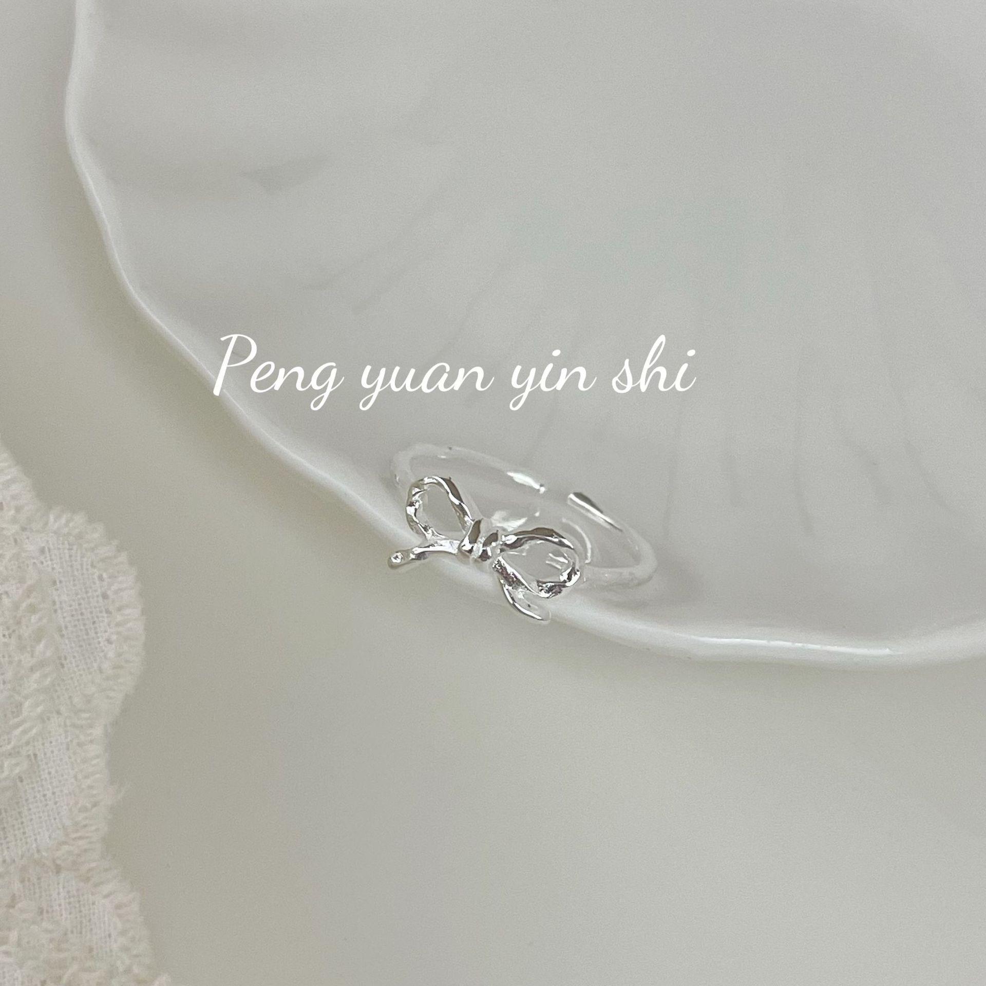 S925 Sterling Silver Hollow Bow Ring: Adjustable, Simple & Sweet for Women Adjustable Open Size