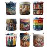Boho Fabric Floral Storage Hamper with Handle Portable Clothes Storage Basket Large Capacity for Bathroom Bedroom Nursery