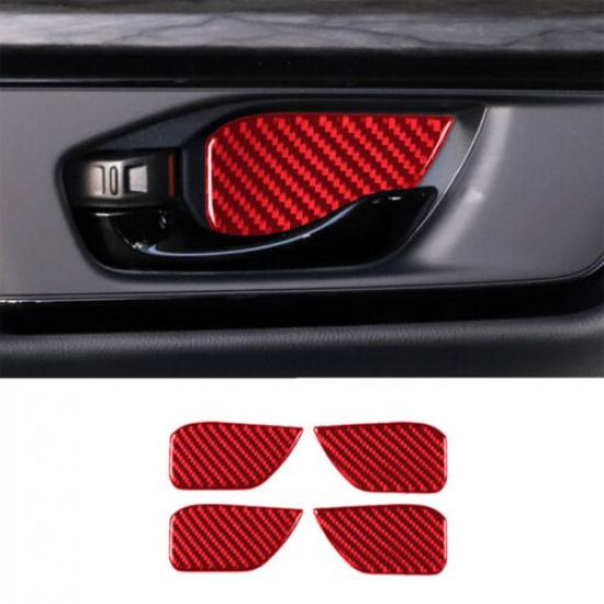 4Pcs Red Carbon Fiber Door Handle Bowl Cover Trim For Honda CR-V 2017-