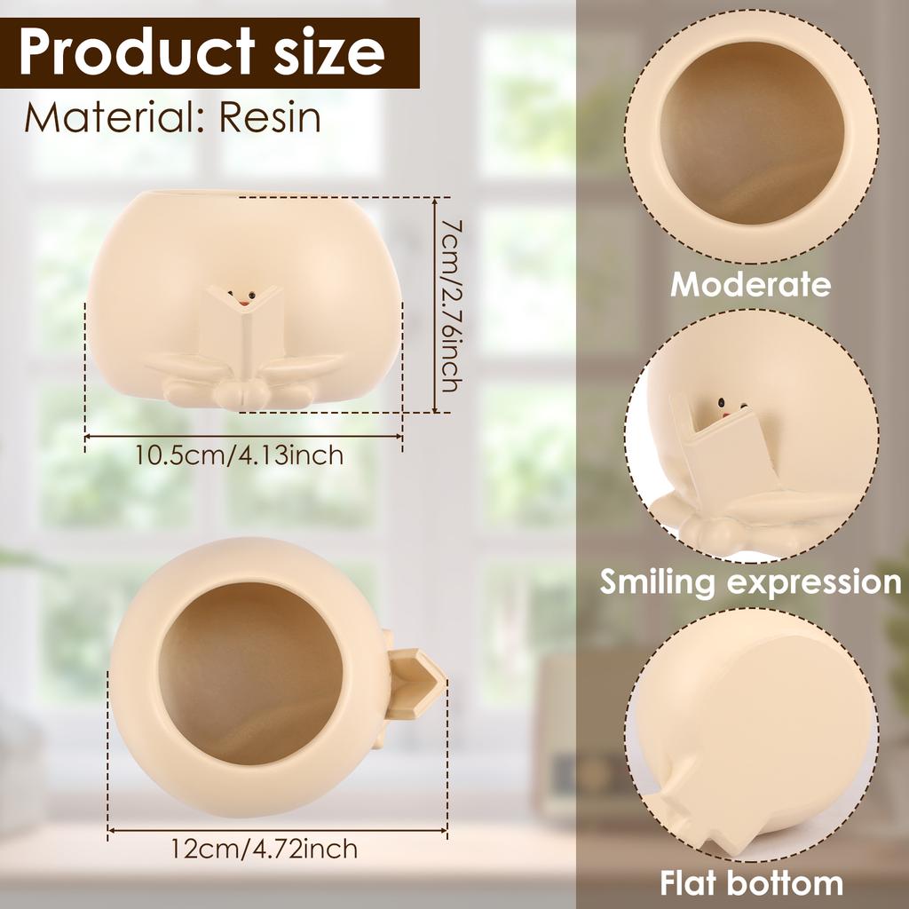 Lächeln Gesicht Pflanzgefäß für Zimmerpflanze Schaukelstuhl Pflanztopf mit Abzugsloch Lustiger kleiner Topf für Innen Außen Heimdeko Neu