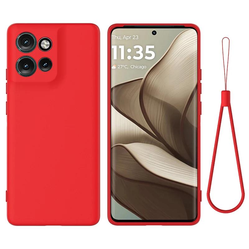 

For Motorola MOTO Edge 50 Neo ,S50 Case Soft Premium Liquid Silicone Case with Flocking inside Cover with Strap for Moto S50 For MOTO Edge 50 Neo