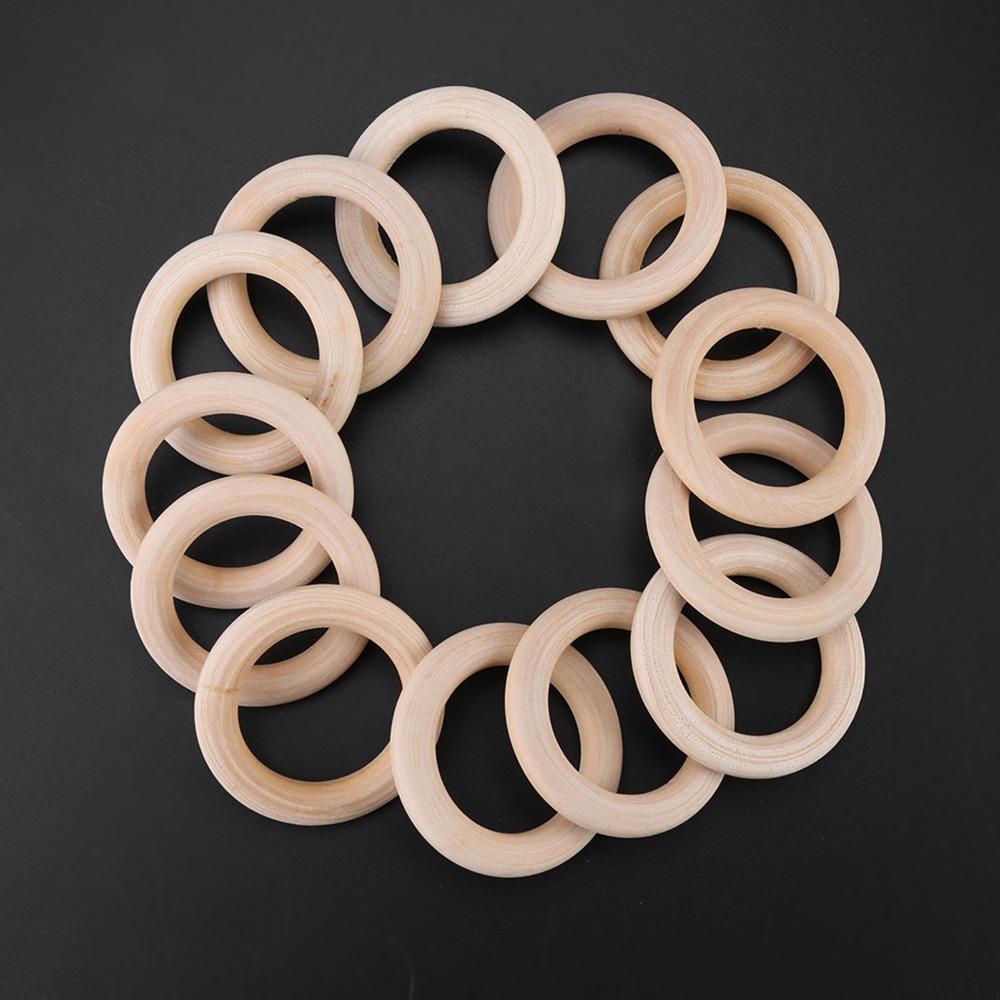 50PCS Wood Handmade DIY Wood Wooden Rings Unfinished Surface Round Wood Craft Rings 50MM Unfinished Wood Rings Pendant Making