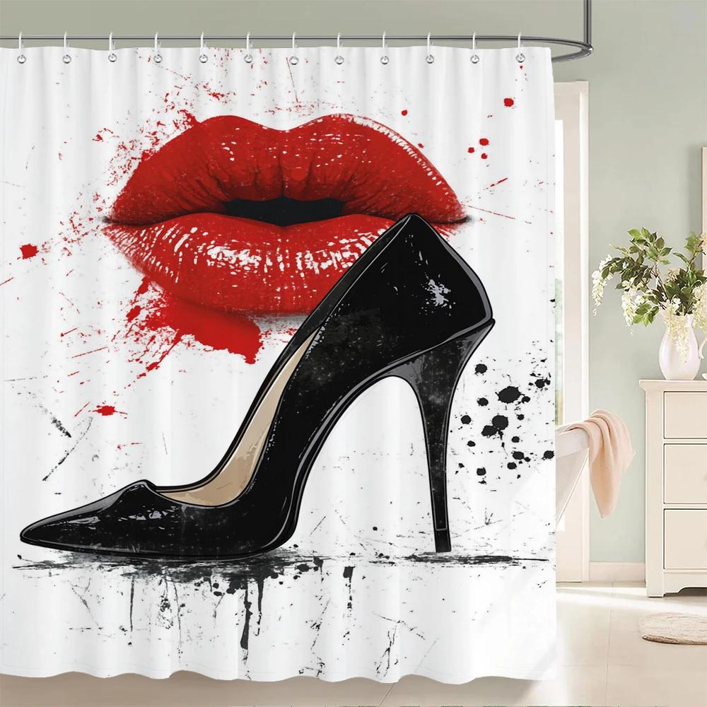Modern and Fashionable Perfume and Flower Style Shower Curtain Bathroom Bath Curtain Home Decoration Curtain With Hooks