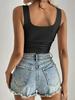 2025 European & American Summer Resort Slim Fit Square Neck Sleeveless Tank Top