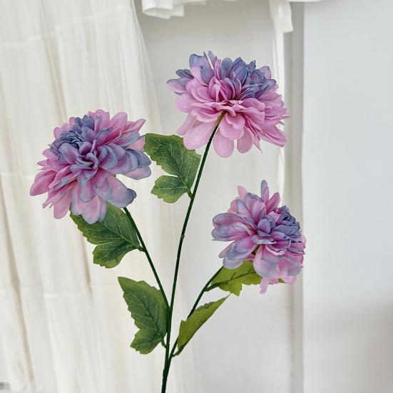 Durable Silk Fabric Flowers Artificial 3 Head Dahlia Flowers, Realistic Floral Arrangement, Props for Photography Adjustable Fake Home Decor