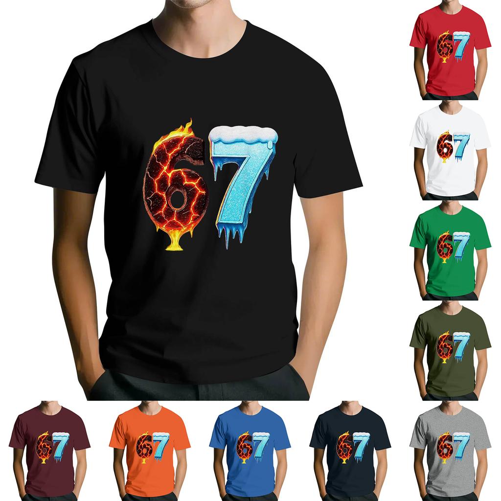 Men's Popular T-shirt Printed Round Neck Short Sleeve T-shirt