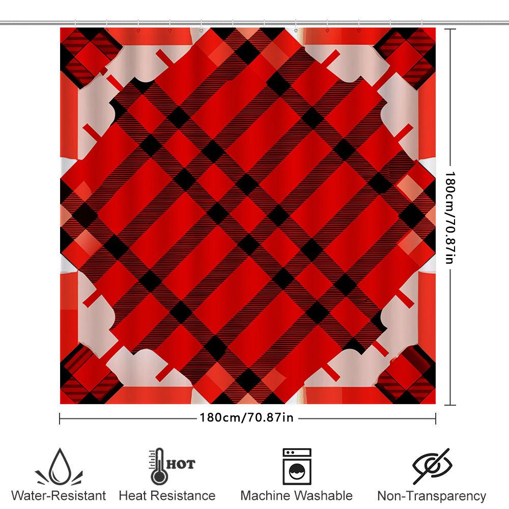 Black Red Diamond Shower Curtain Waterproof Fabric Bathroom Decor Customizable Size Modern Design Home Decoration 3D Printing Cu