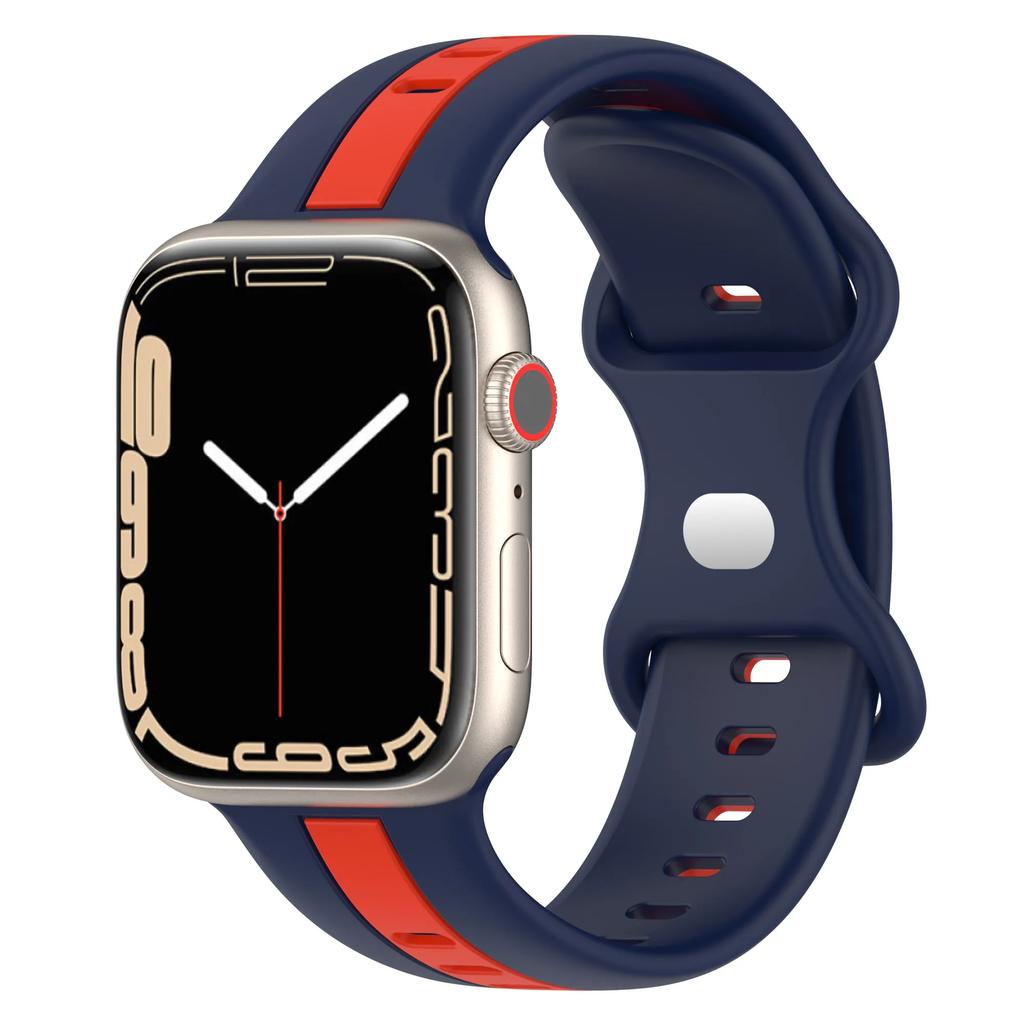 Silicone Strap For Apple Watch Ultra 3/2 Band 49mm 45mm 41mm 44mm 42mm 46mm Two-color Bracelet iWatch 11 10 9 8 7 6 5 4 SE Belt