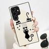 Black Cat Cartoon Pattern Glass Phone Case for Samsung Galaxy S26 S25 S24 S23 S22 S20 fe/plus/Ultra Anti Drop