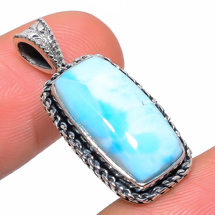 

Natural Republic Larimar Gemstone 925 Solid Sterling Silver Pendant 1.26 q4R57