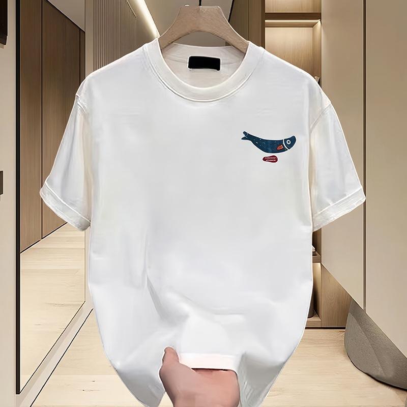 High-end American Heavy 100% Cotton Short-sleeved T-shirt Men's Instagram Fashion Brand Street Loose Clothes for Men's Summer