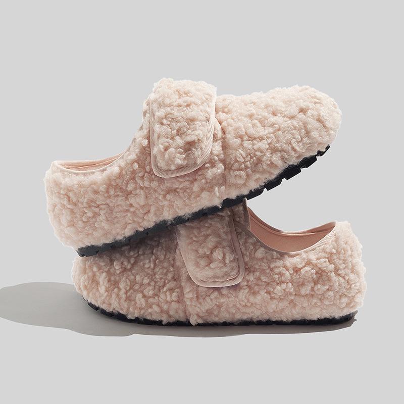 

Женские кроссовки Beier Furry Bean Velcro: Зима 2024 года. Низкие туфли из бархата и хлопка 36