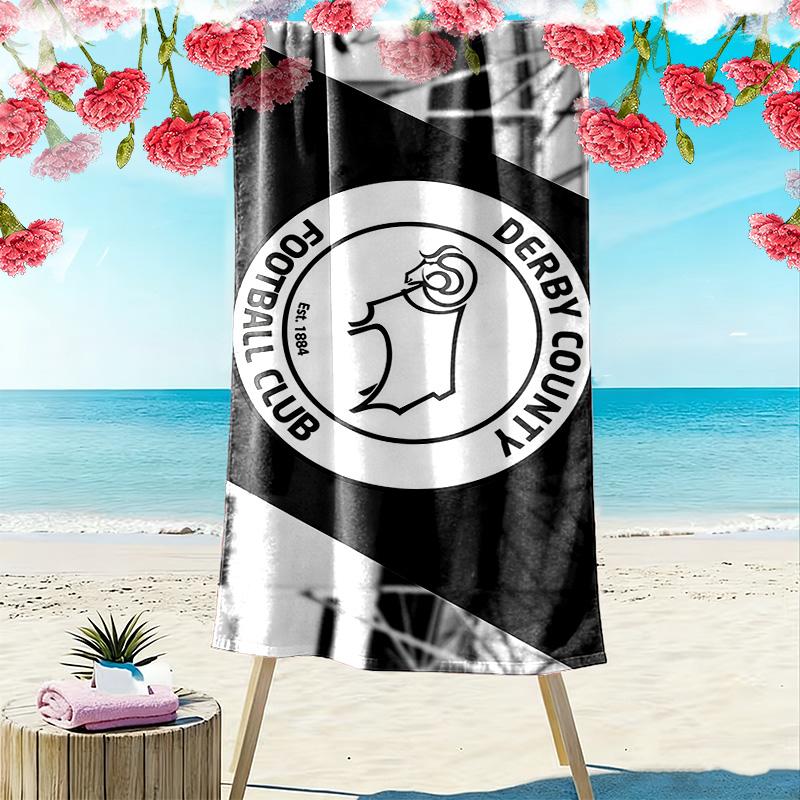 Toalla de Playa Estampada del Derby County F.C., Toalla Grande Suave de Secado Rápido para Playa, Camping, Natación