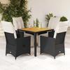 VidaXL Garden Dining Set Cushions 5pcs Black Wicker, Outdoor Dining Set, Furniture of 3276856