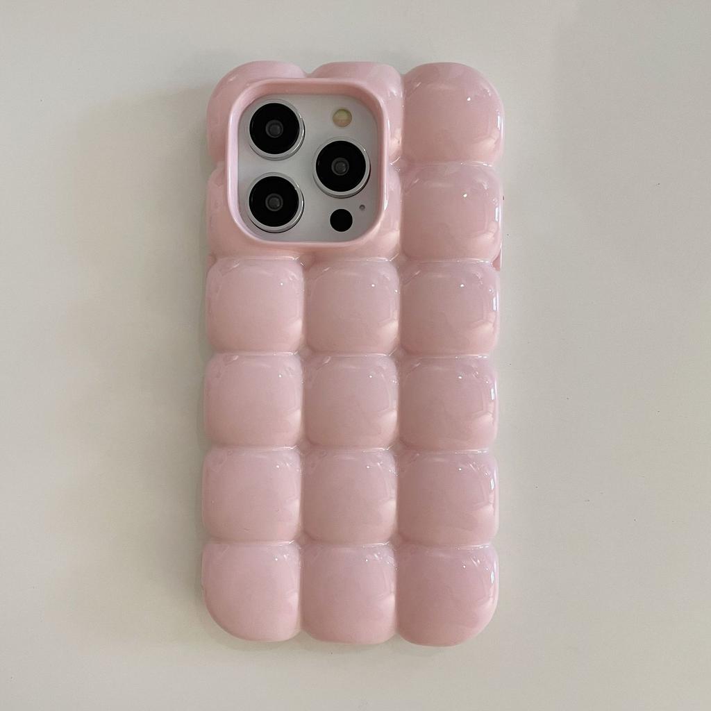 Cute Stylish Bread Chocolate Block 3D Phone Case For iPhone 14 13 12 15ProMax 11 Glossy Protective Cover Fundas INS Solid Color Macaron Egg Waffle