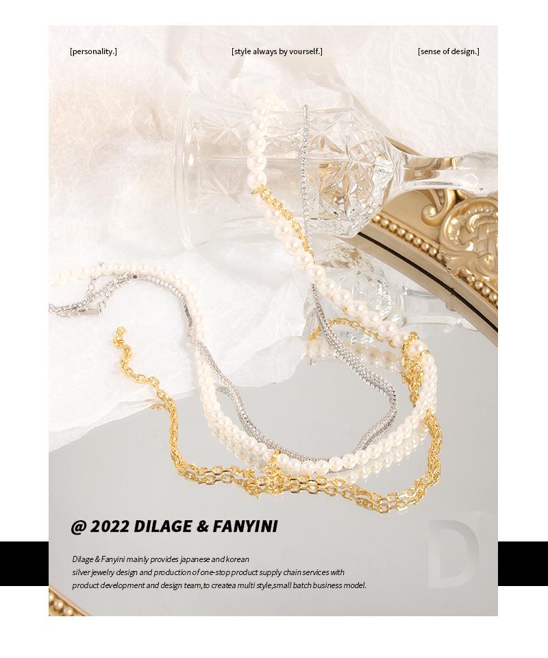 Korean INS Luxury Design Pearl Necklace: Versatile Sterling Silver S925 DIY Clavicle Chain for Women
