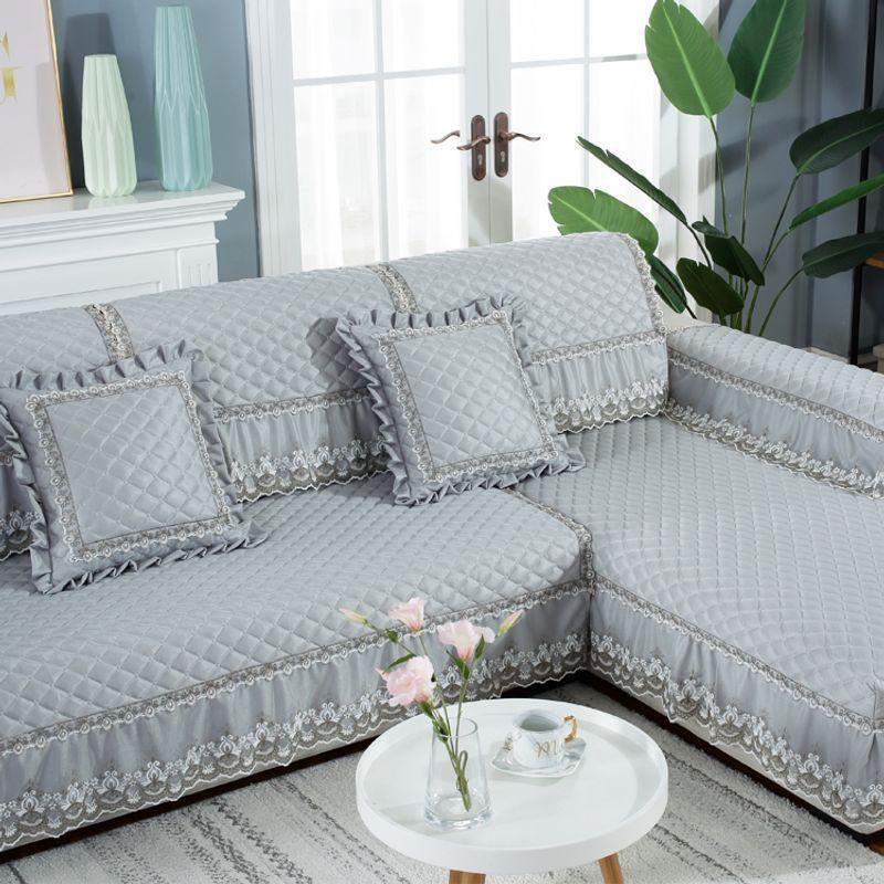 

Подушка для дивана из льна и кожи в европейском стиле, нескользящая ткань, простой европейский всеобъемлющий чехол для дивана на все времена года, однотонный Lace-Grey 45*45 pillow case