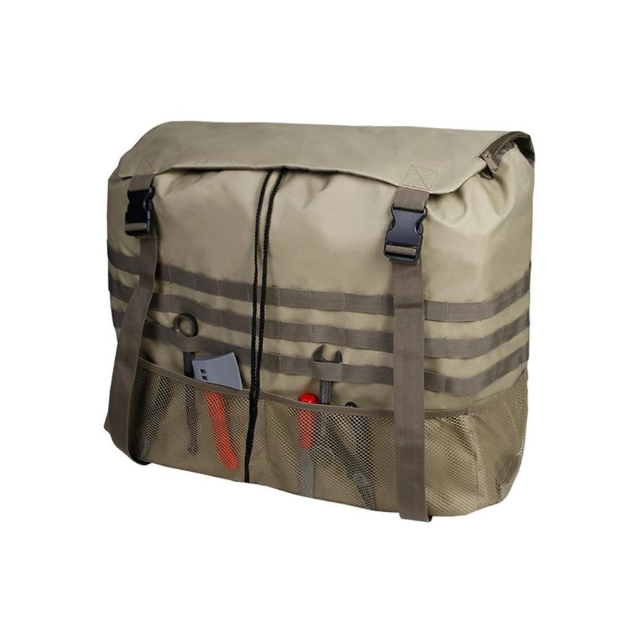 Khaki Large Capacity Outdoors Spare Tire Tool Storage Bag Trash Bag SUV Trunk Organizer for Outdoor Off-Road Recovery Gear
