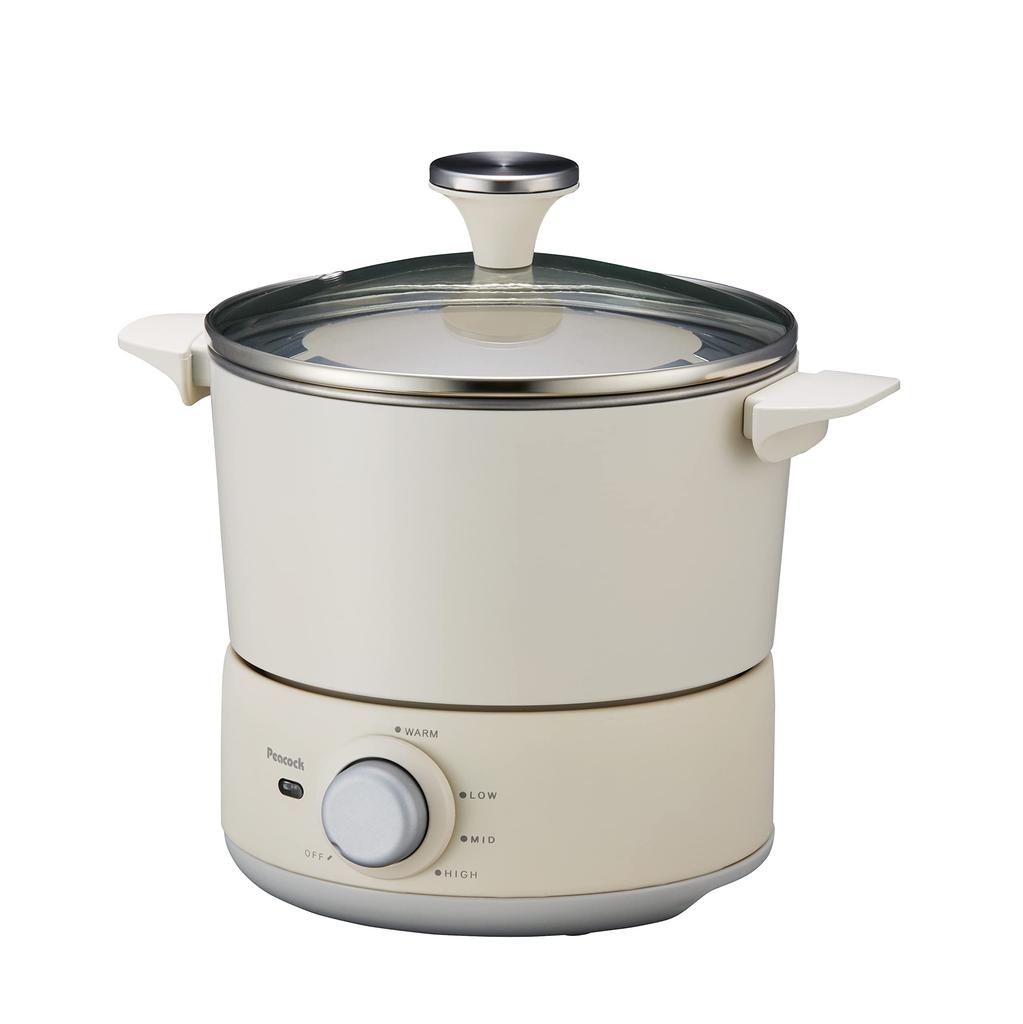 Peacock Electric Fryer, Electric Pot, Tabletop Fryer, Tempura Pot, Fried Skewers, Tempura, Cheese Fondue, Oil Fondue, with Lid, 900W, White, WCT-90 W