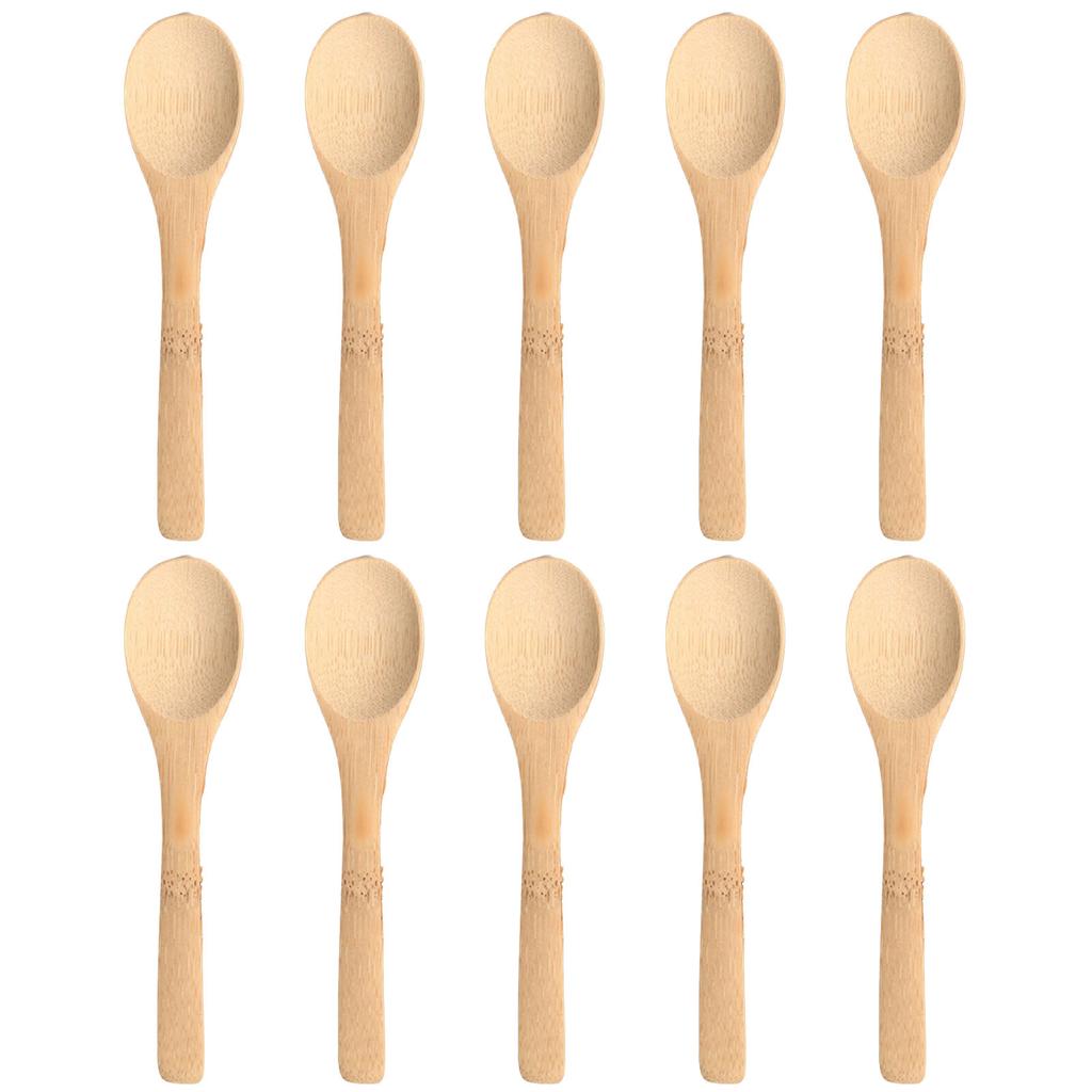 Small Bamboo Wooden Spoons Tiny Ellipse Serving Wood Spoons for Seasoning Oil Coffee Tea Sugar