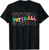 Groovy Love Heart Softball Player Funny Softball Baseball T-Shirt