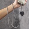 1pc Korea Silver Bone Love Heart Mirror Pendant Diagonal Lanyard Clip Style Pendant Mobile Phone Long Neck Strap Anti Loss Sling