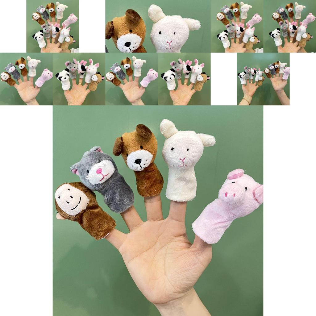 Cute Bunny Plush Finger Puppet Toy Set For Kids Soft Short Plush Fill White 9cm