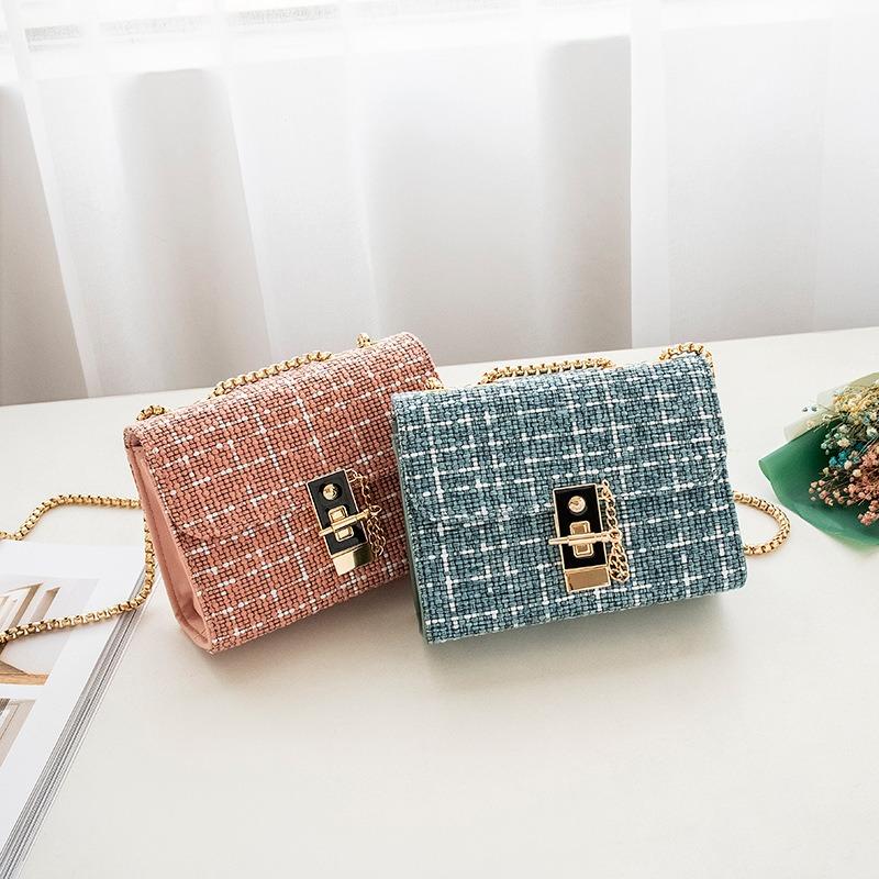 Qingxin Vitality Woolen Canvas Fabric Women's Bag New Lock Single Shoulder Crossbody Makeup Mobile Phone Bag