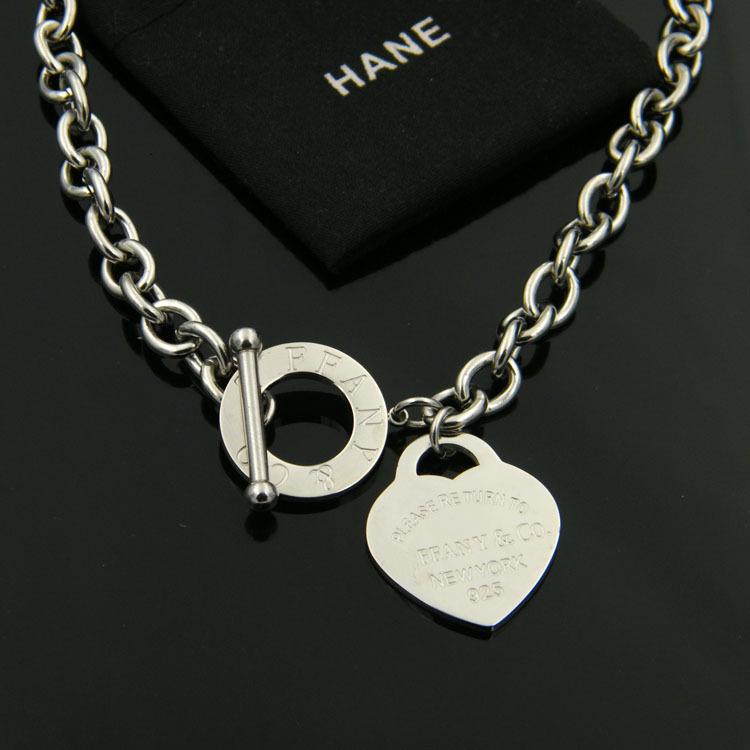 Heart-Shaped OT Buckle Chunky Titanium Steel Necklace - Rose Gold Chain 