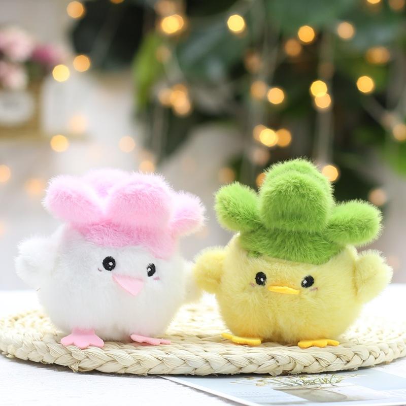 Garlic Bird Sound Doll Plush Toy White Small Cabbage Chicken Funny Cultural Doll Keychain Bag Hanging Ornament Pendant Women